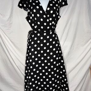 Boohoo Black and White Polka Dot Midi Dress